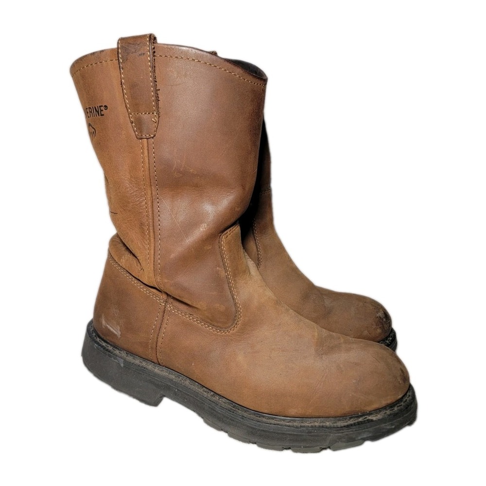 Wolverine Mens Wellington Work Boots 11 EW Brown Leather Pull On W04727 Non Slip